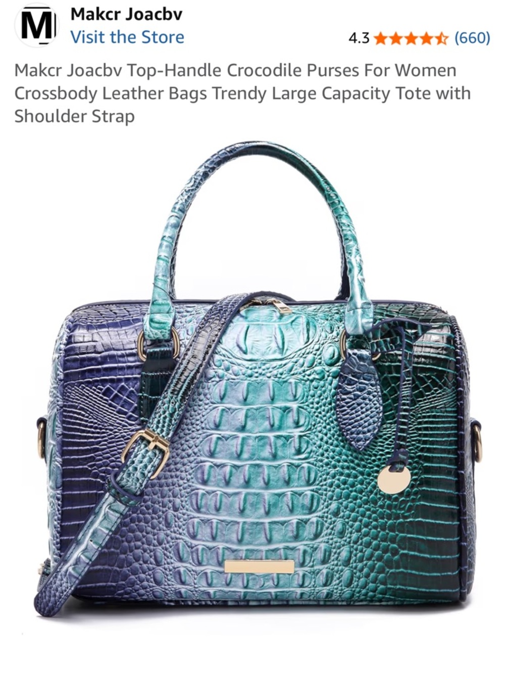 NEW Crocodile-Embossed Gradient Crossbody Satchel in Teal and Purple